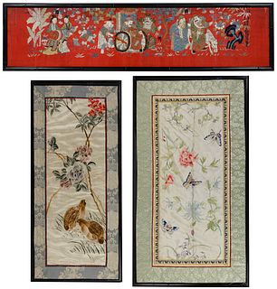 Asian Silk Framed Embroidered Panel Assortment