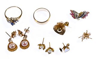 14k Gold Ring and Earring Assortment