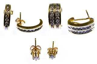 14k Gold and Diamond Pierced Earring Assortment