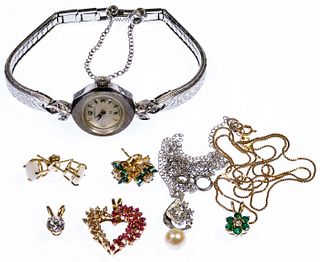 14k Gold and Gemstone Jewelry and Wrist Watch Assortment