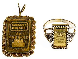 Fine Gold Bullion in 14k Gold Bezel