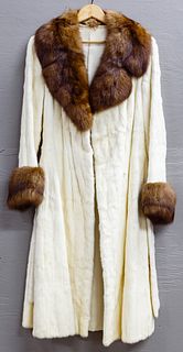 White Ermine and Mink Fur Coat