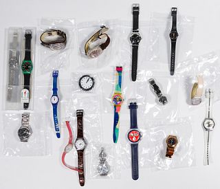 Swatch Wrist Watch and Desk Clock Assortment