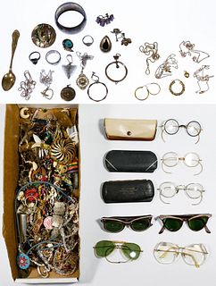 14k Gold and 10k Gold, Sterling Silver and Costume Jewelry Assortment