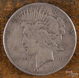 Silver Peace dollar, 1928, VF.