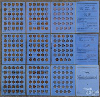 Six partial sets of Lincoln cents, 1941+, in six collection books, approximately 250 total pieces.