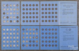 Two partial sets of Roosevelt dimes, 1946+, in two collection books, sixty-two total pieces.