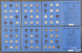 Partial set of Washington quarters, 1932-1959, in two collection books, forty-eight total pieces.