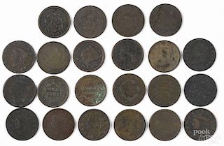Twenty-two large cents, grades vary from cull-G.