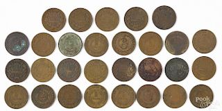 Twenty-nine two cent coins, 1864-1866, AG-G.