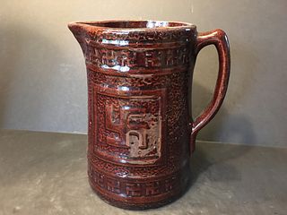 Antique Large Naazi marked Brown pitcher. 8 1/2" h x 7 1/2" wide