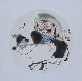 Cheng Shifa (1921 - 2007) "Girls with Goats"