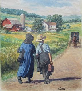 Dennis Lyall (B. 1946) "Amish Children"