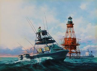 Dennis Lyall <br>(B 1946) "American Shoals Lighthouse"