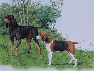 Peter Barrett (B. 1935) "Coonhound and Foxhound"