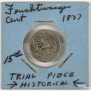 One cent Eagle Feuchtwanger token, 1837, VG.