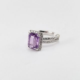 4.23ct Pinkish Purple Sapphire & Diamond Plat Ring