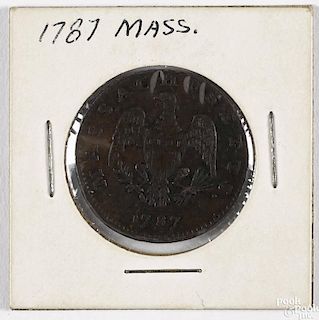 Massachusetts colonial coin, 1787, F-VF.