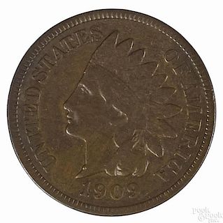 Indian Head cent, 1909 S, F.