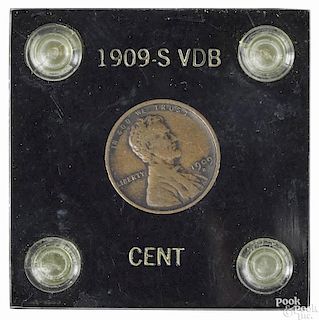 Lincoln Head cent, 1909 S VDB, F-VF.