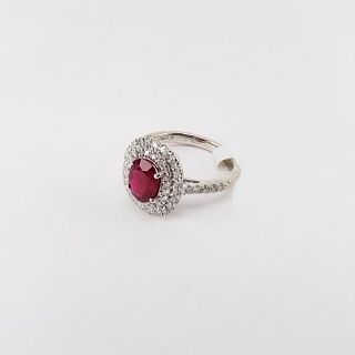 1.34ct Ruby & Diamond 18K White Gold Ring