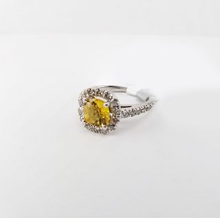 1.75ct Yellow Sapphire & Diamond 14K WG Ring