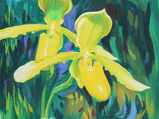 Ren Yu (B. 1945) "Paphiopedilum Henrietta Orchid"