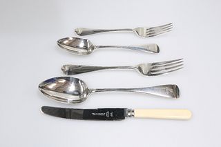 A CANTEEN OF OLD ENGLISH PATTERN CRESTED FLATWARE, for twelve settings, com