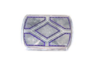 A SILVER AND ENAMEL SNUFF BOX, c. 1900, PROBABLY AUSTRO-HUNGARIAN, of recta