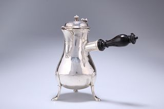 A FRENCH SILVER BALUSTER COFFEE OR CHOCOLATE POT, 18th CENTURY, the domed h