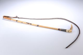 A BRIGG SILVER-COLLARED BAMBOO RIDING CROP, LONDON 1897, with antler handle