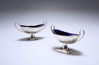 A PAIR OF LATE VICTORIAN SILVER SALTS, ATKIN BROTHERS, SHEFFIELD 1892, of u