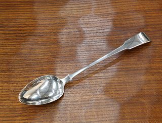 A GEORGE III SILVER BASTING SPOON, THOMAS HAYTER, LONDON 1811, fiddle patte