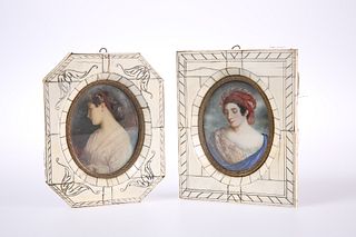 TWO LATE 19th CENTURY PORTRAIT MINIATURES, one of a lady in Orientalist tur