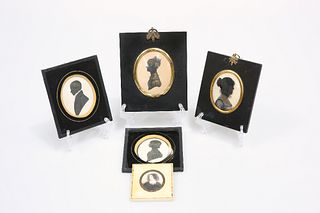 A GROUP OF FOUR PORTRAIT SILHOUETTES, 19th CENTURY AND LATER, one reverse-p