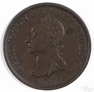 Washington cent, 1783, military bust, F-VF.