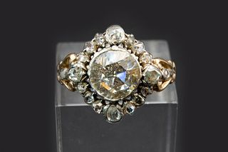 A GEORGIAN DIAMOND RING, the principle rose cut diamond set within a pierce