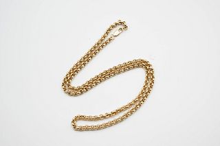 A 9CT YELLOW GOLD NECKLACE CHAIN, of heavy circular links on lobster catch.