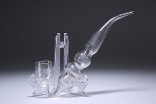 A VICTORIAN GLASS PIPE, with tapering and bulbous stem. 23.5cm