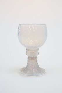 A VENETIAN AVENTURINE/OPALINE WINE GLASS, PROBABLY SALVIATI, MURANO, with c