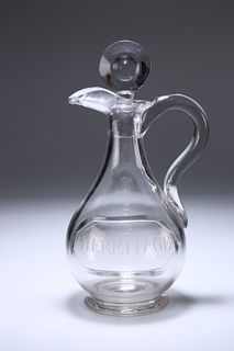 A GEORGE III GLASS CLARET JUG, c. 1790, of baluster form, with flattened bu