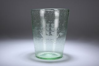 A CONTINENTAL SODA GLASS VASE, EARLY 19th CENTURY, of tapering cylindrical 