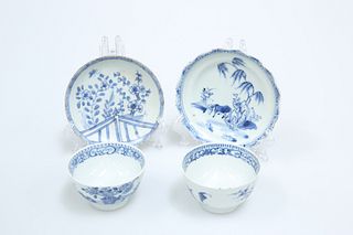 A GROUP OF CHINESE BLUE AND WHITE PORCELAIN, comprising a pair of 18th Cent