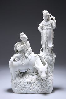 A CHINESE BLANC DE CHINE FIGURE GROUP, 19TH CENTURY, modelled as a buffalo 