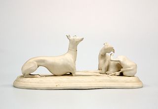 A PARIAN GROUP OF GREYHOUNDS, last quarter of 19th Century, one hound model