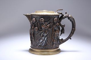 A 19th CENTURY ELECTROTYPE JUG IN EARLY 18th CENTURY STYLE, of tankard form