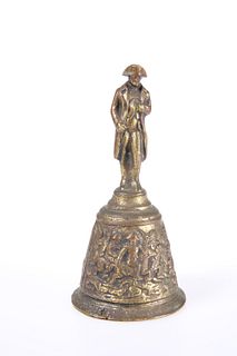 A GILT-BRASS COMMEMORATIVE DESK BELL, "L'EMPEREUR A BATAILLE DE WAGRAM", c.
