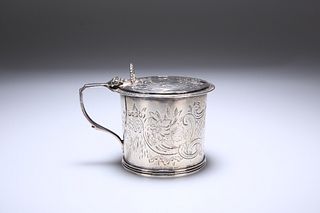 A VICTORIAN SILVER MUSTARD, PROBABLY WILLIAM HUNTER, LONDON 1854, cylindric