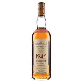 The Macallan 1946. 52 años. Select reserve. Single highland malt. Scotch whisky. Con certificado de garantia. En estuche de madera.