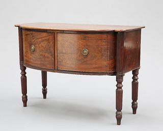 A SCOTTISH REGENCY MAHOGANY BOW-FRONT SIDEBOARD, of small proportions, with